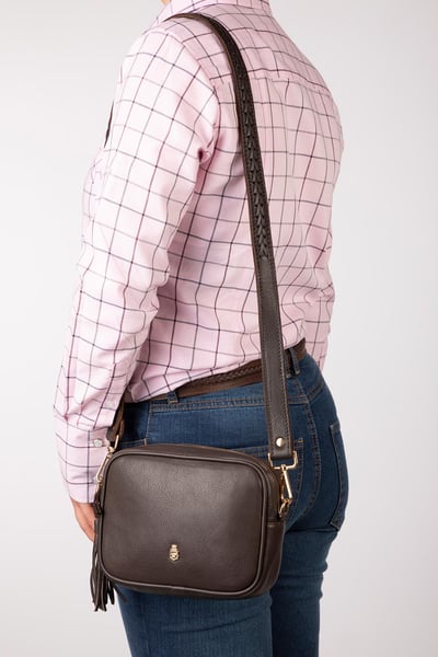 Ladies Leather Cross-Body Bag - Helmsley - Brown/Plaited