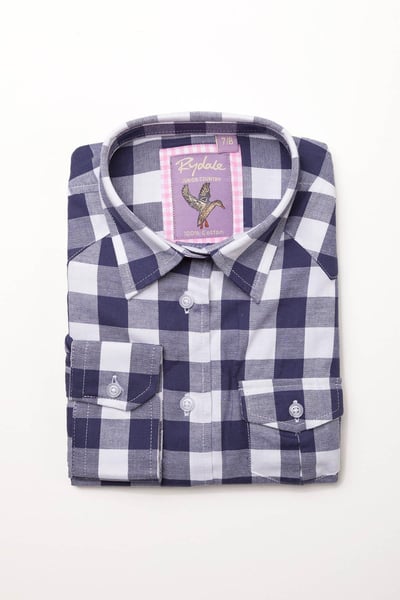 Land-Mädchen-Karo-Hemden - Marine