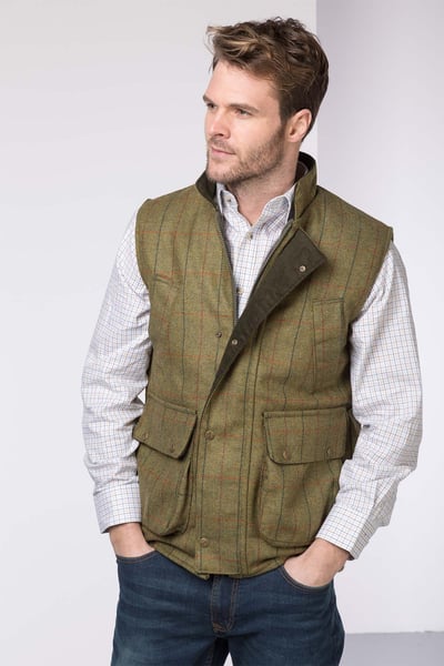 Men's Tweed Gilet - Derby Tweed - Moorland