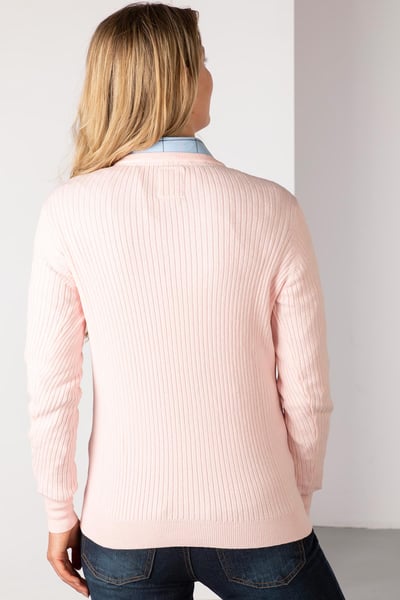 Ladies Crew Neck Ribbed Jumper - Gemma - Sorbet