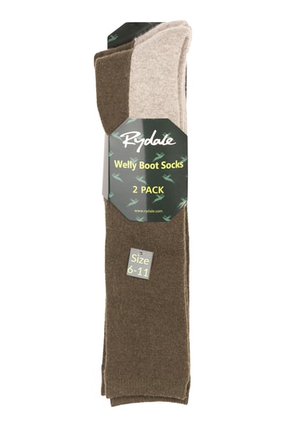 Men's Welly Boot Socks (2 Pack) - Aike - Khaki
