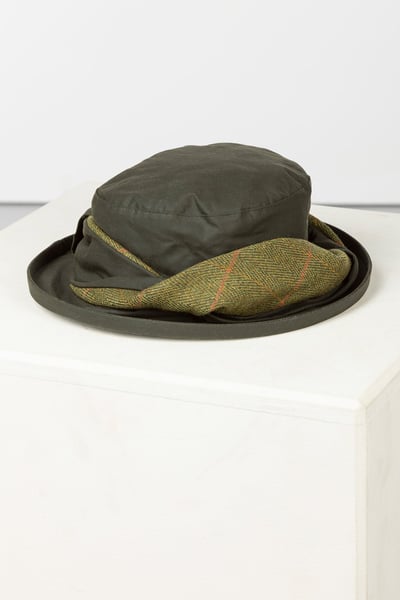 Ladies Wax Cotton Twisted Band Hat - Olive