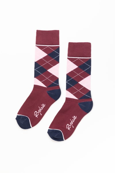 Ladies Argyle Ankle Socks - Burgundy/Navy