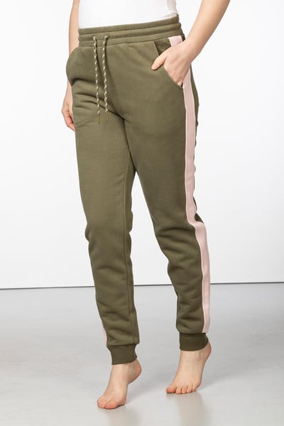 Women's Striped Loungewear Joggers - Arram - Khaki