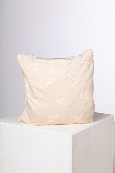 Patterned Fleece Cushion Cover - Cream