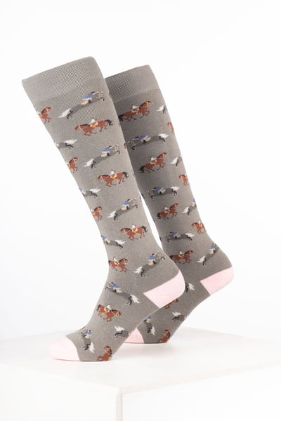 Women’s Horse Print Welly Socks - Ridden Horse Grey
