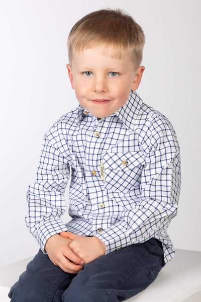Boys Country Check Shirts - Richmond Navy/white