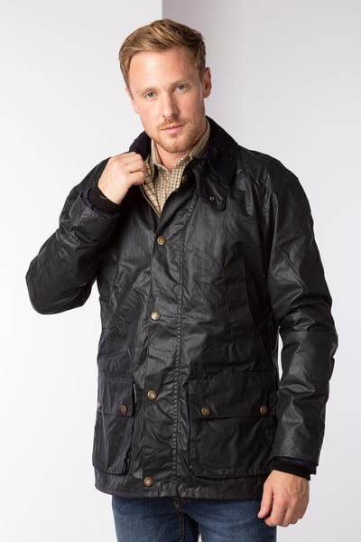 Men's Richmond Slim Fit Waxed Cotton Jacket - Navy
