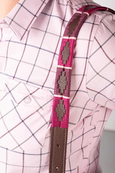 Leather Bag Strap - Chestnut/Berry/Sorbet