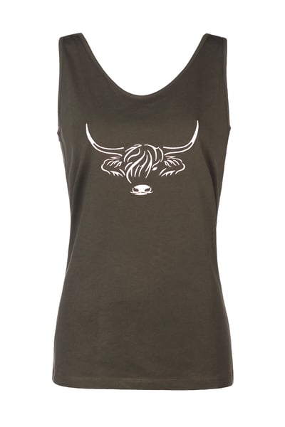 Damen-Westenoberteil mit Kuhmuster - Byland - Olive