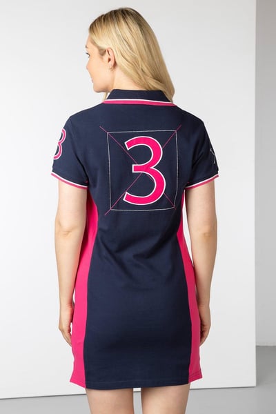 Ladies Muston Panel Polo Dress - Navy