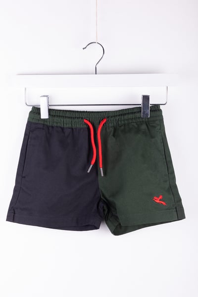 Boys Quartered Shorts - Ganton - Dark Olive/Black