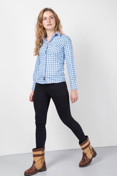 Ladies Hannah Country Check Shirt - Holly - Holly Blue