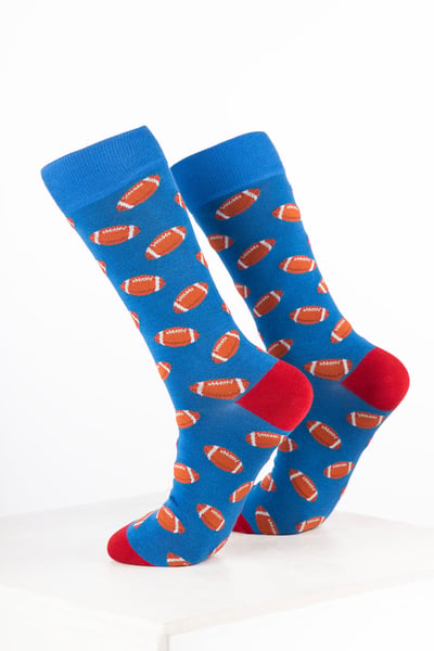 Men’s Bamboo Rich Sports Print Ankle Socks - Rugby Blue