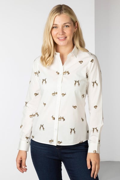Ladies Printed Shirt - Wistow II - Hare White