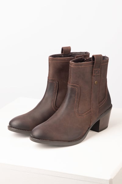 Botas de piel con tacón para mujer - Whenby - marrón ceroso