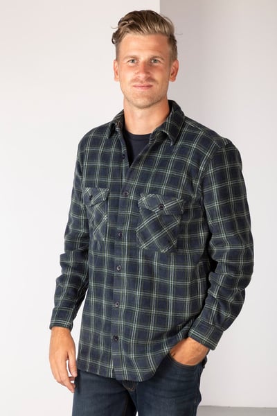 Men's Fleece Overshirt - Ulrome - Navy/Green