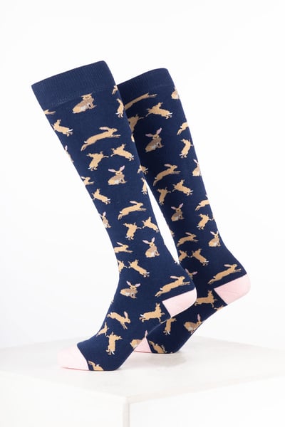 Women’s Animal Welly Socks - Hare Denim