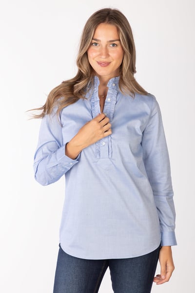 Chemise à volants pour femme - Ivy - Bleu