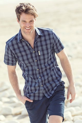 Men's Navy Checked Shirt