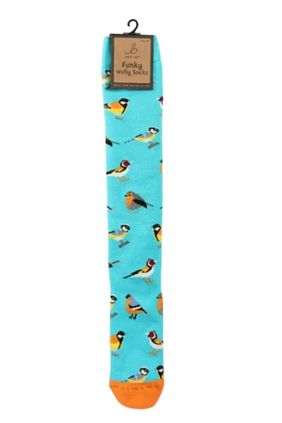 Funky Wellie Sock - Garden Birds