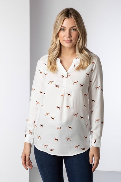 Ladies Long Sleeved Printed Blouse - Hound