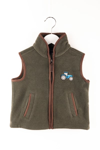 Kid's Mini Fleece Waistcoat - Huggate - Tractor Khaki/Blue