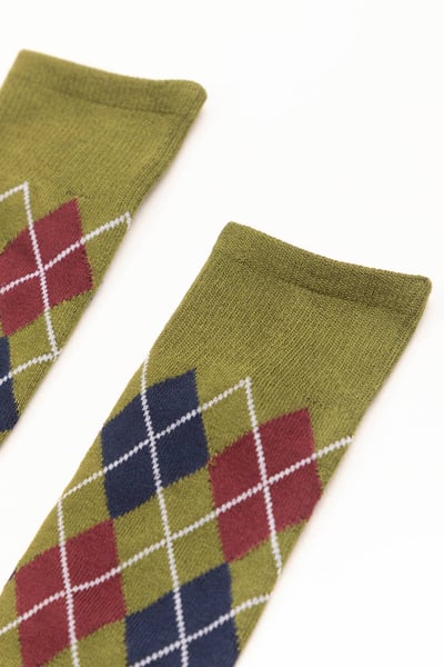 Calcetines de rombos para hombre - Caqui