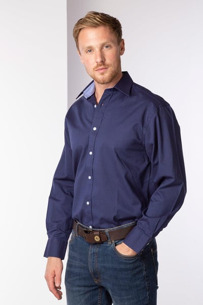 Men's Plain Oxford Cotton Shirt - William - Navy