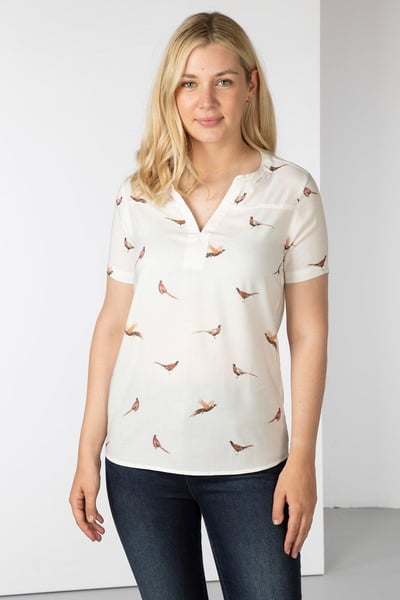 Ladies Short Sleeve Blouse - Wistow II - Pheasant White