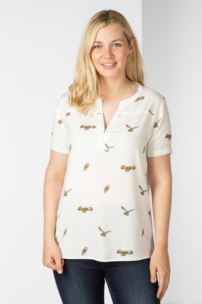 Ladies Short Sleeve Blouse - Wistow II - Owl Print