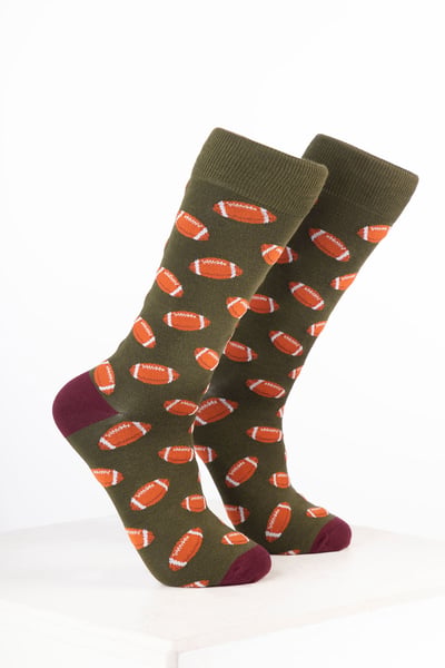 Men’s Bamboo Rich Sports Print Ankle Socks - Rugby Dark Olive