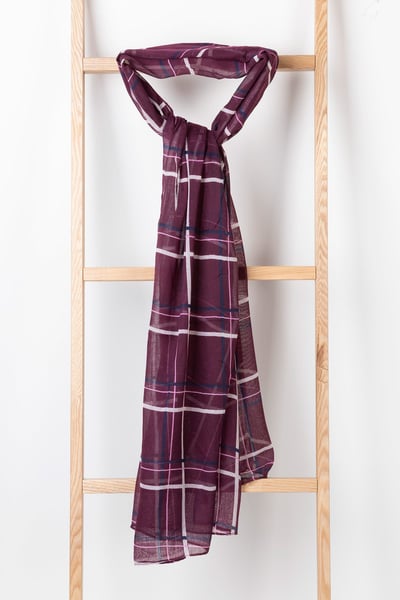 Karierter, fließender Damenschal - Polly - Beere