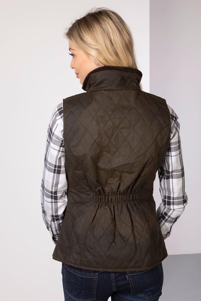 Damen Diamond Quilted Wax Weste II - Olive