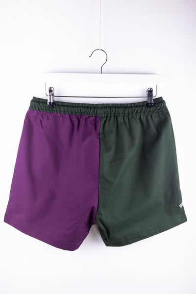 Ladies Quartered Cotton Rugby Shorts - Kirby - Berry/Dark Olive