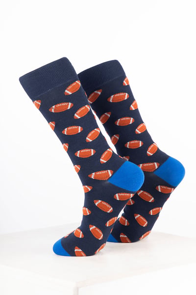 Men’s Bamboo Rich Sports Print Ankle Socks - Rugby Navy