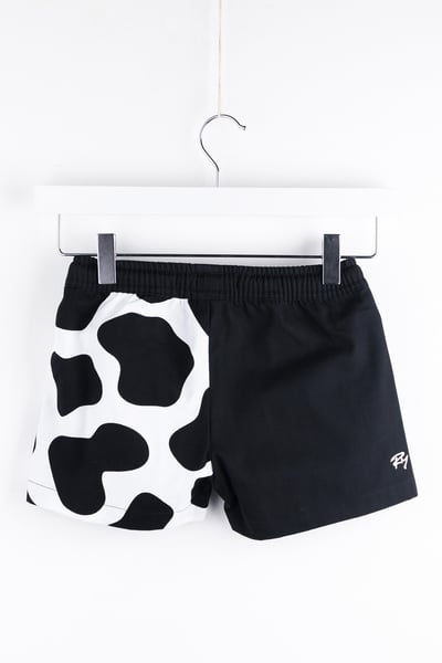 Girls Quartered Cotton Cow Shorts - Black/White