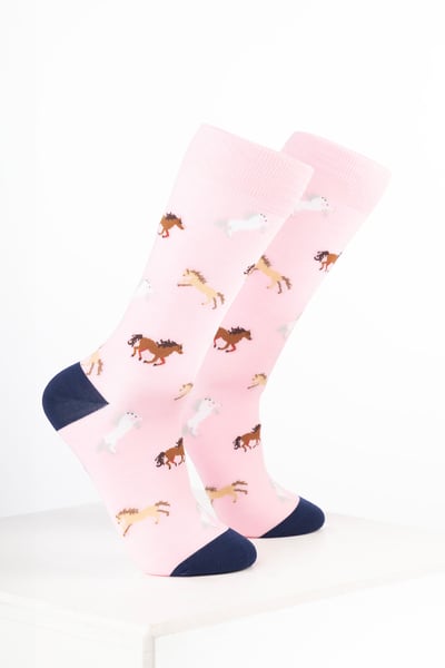 Damen-Knöchelsocken mit Pferdemotiv - Pony Zartrosa