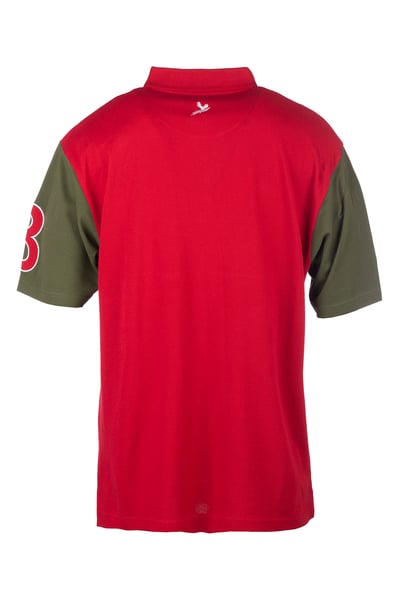 Herren-Poloshirt – Ganton II - Oliv/Rot