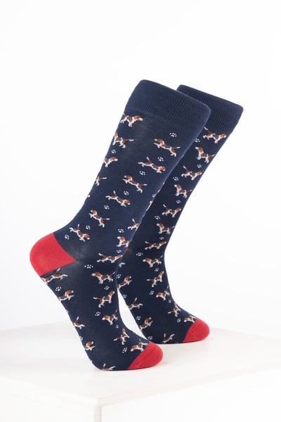 Women’s Bamboo Rich Dog Ankle Socks - Beagle Navy