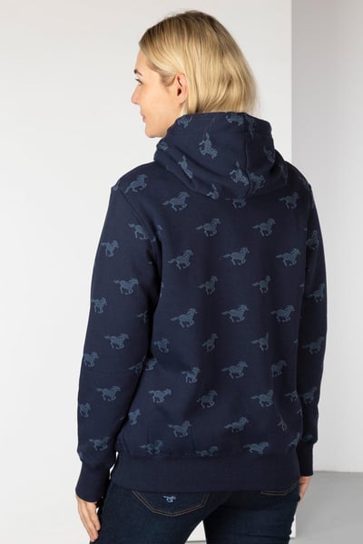 Women's Woven Loungewear Hoody - Arram - Galloping Horse Navy