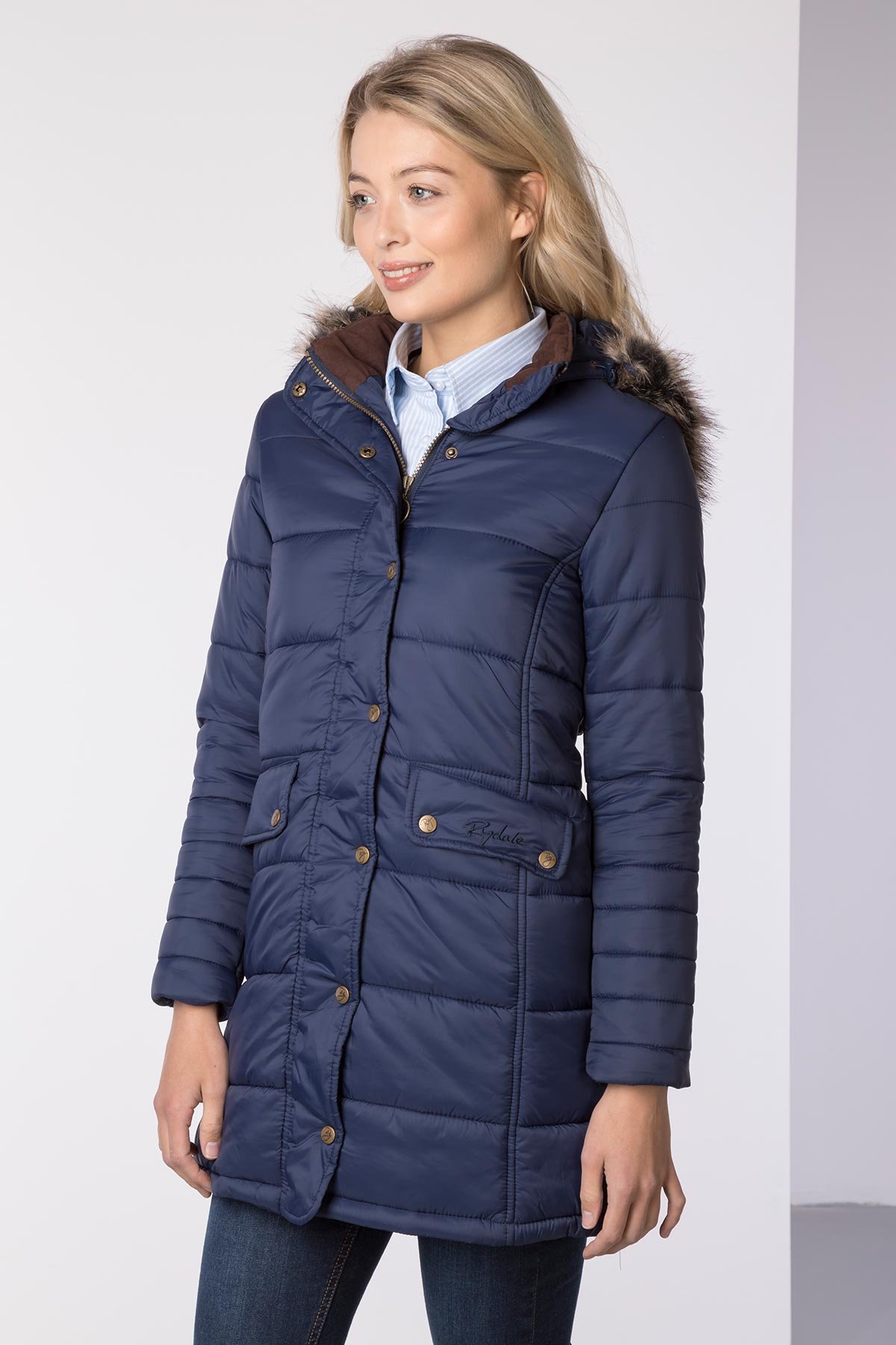 Ladies Long Fur Trim Coat UK Womens Padded Coat Rydale