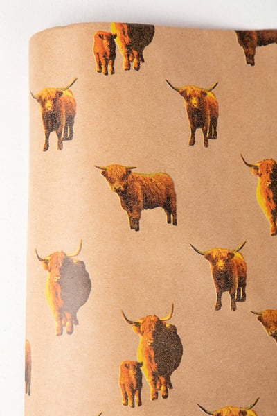 Wrapping Paper 3 Metre - Highland Cow