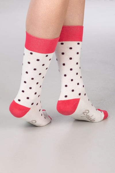 Ladies Polka Dot Ankle Socks - Vanilla
