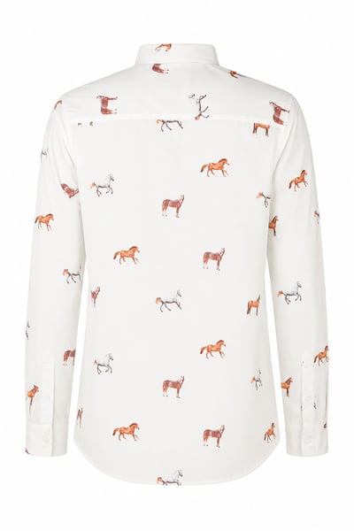 Ladies Printed Overhead Shirt - Wistow II - Horse White