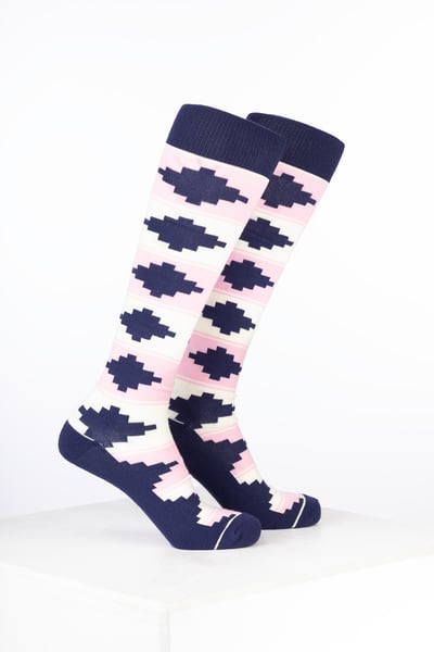 Women’s Bamboo Rich Polo Belt Riding Socks - Polo Cream/Soft Pink/Denim