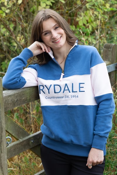 Ladies Rydale Sweatshirt - Byland - Rydale Mid Blue/Pale Pink/Mid Blue