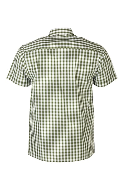 Men's Short Sleeved Country Shirt - Egton - Green/White