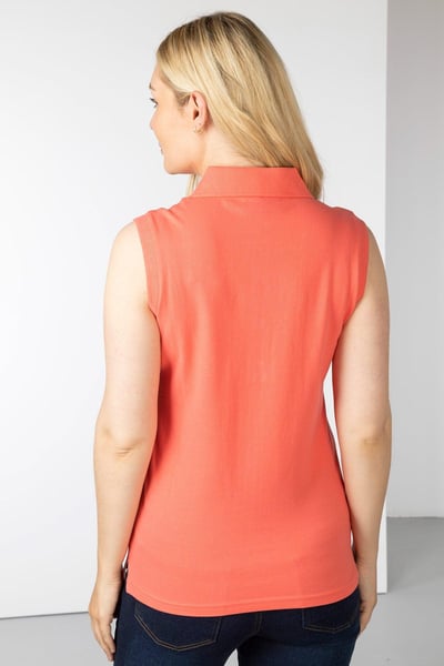 Ärmelloses Damen-Poloshirt Charlie - Pfirsichfarben