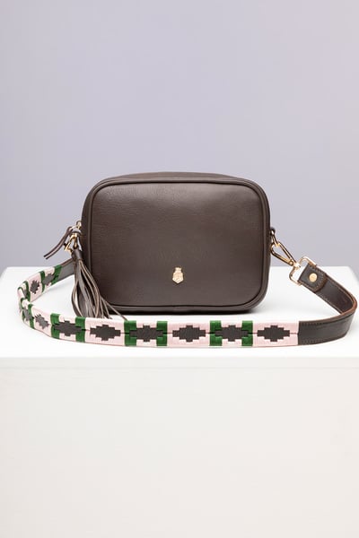 Bandolera Mujer en Piel - Louisa - Marrón/Oliva/Sorbete